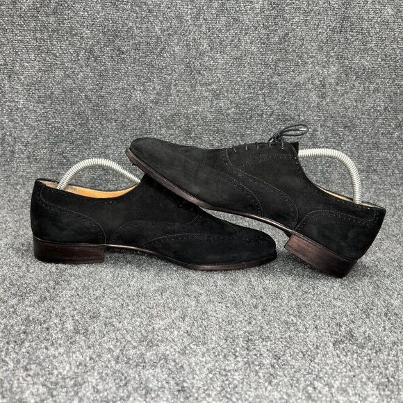 Salvatore Ferragamo Black Suede Oxfords‎ Men\'s 9D Wing Tip Leather Dress Shoes main image 9